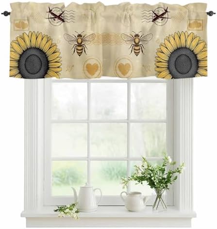 Vandarllin Vintage Sunflower Bee Valance Curtains by VandarllinHomeKitchenDecor