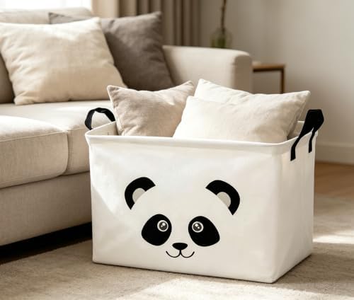 Rectangle Panda Storage Basket, Collapsible Storage Box, Gift Basket, Room Decor - Image 6