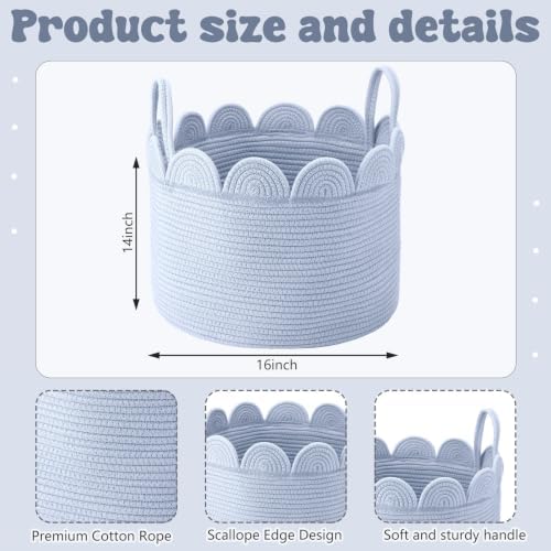 LemonRoad Round Woven Basket Blue - Image 2