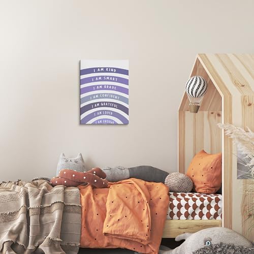 HRQKO Boho Inspirational Purple I Am Kind Canvas Wall Art Prints, Motivational - Image 6