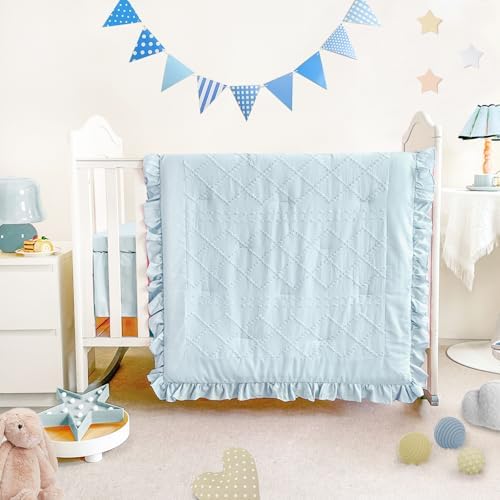 Baby Crib Bedding Set for Girls, 3 Piece Boho Crib Comforter Set Ruffle - Image 2