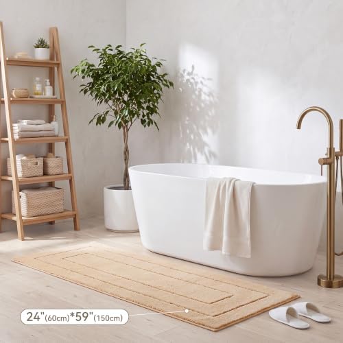 GRANNY SAYS Khaki Bathroom Runner Rug 59" x 24", Soft Microfiber Bath Mat - Image 6