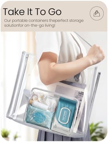 6 Pack Mixed Size White Clear Hard Shell Zipper Case, Diaper Bag Organizer - Image 4