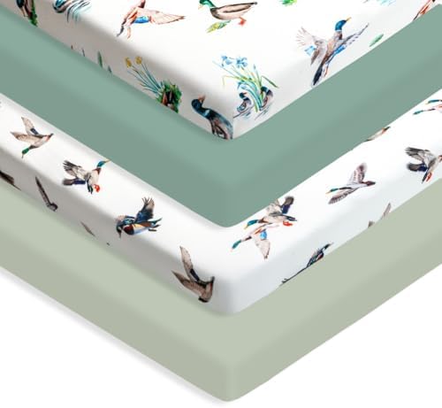 4 Pack Mallard Duck Baby Pack N Play Sheets Neutral Unisex Breathable Fitted - Image 7