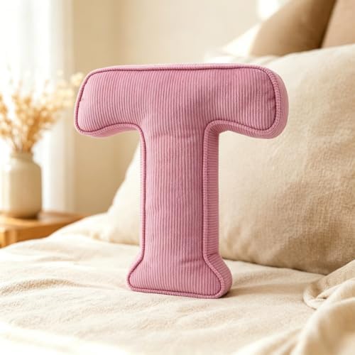 Pink Letter Plush Pillow, Letter Hugging Throw Pillows, Decorative Corduroy by Shapeazy