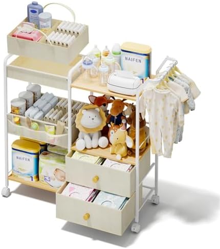 BBLIKE Diaper Caddy Organizer, Baby Storage Cart by BBLIKE