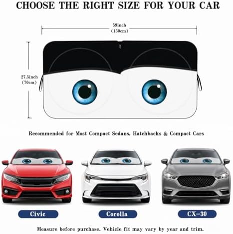 Car Windshield Sun Shade, Universal Fit Compact Sedan SUV, Classic Black - Image 5