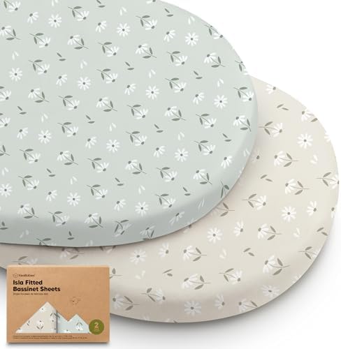2-Pack Baby Bassinet Sheets Girl, 33x17 Bedside Sheets by KeaBabies