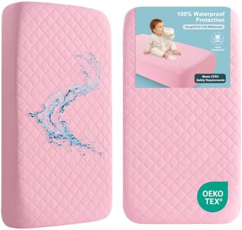 BEDSUM 2-Pack Waterproof Crib Mattress Protector by BEDSUM