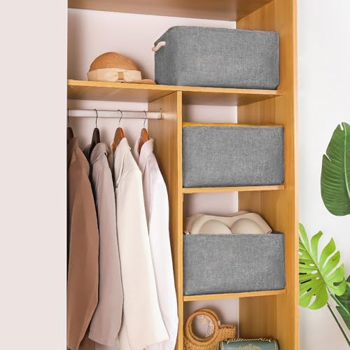 Storage Bins with Sturdy Cotton Handles, Fabric Storage Baskets - Image 2