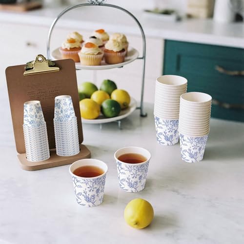 WRAPAHOLIC 3oz Toile Blue Floral Bathroom Cups - Image 7