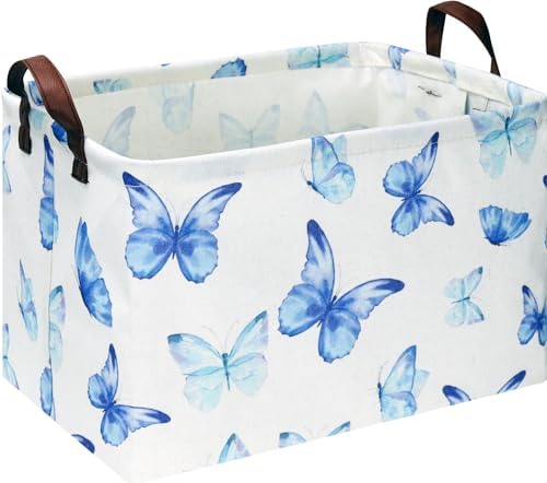 NTAOHAMPER Rectangular Blue Butterfly Storage Basket, baptism basket by NTAOHAMPER