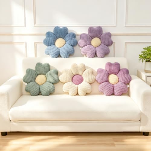 2 Pcs Flower Pillow 15'' Pink Decorative Throw Pillows - Image 4