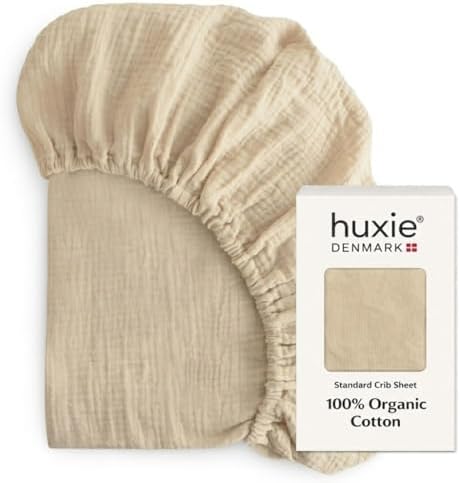 Crib Sheets, 100% Organic Cotton Muslin, Fitted 28"x52" Standard by huxie