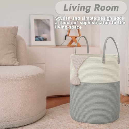 JMvicyroam 80L Cotton Rope Laundry Basket Hamper - Image 3