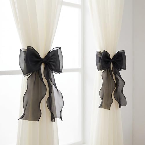 2 Pack French Lace Bow Curtain Tiebacks by GAJILON
