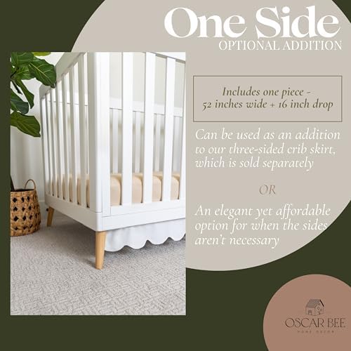 White Crib Skirt Add-On, Crib Bed Skirt, One-Sided 52x28 Inches - Image 2
