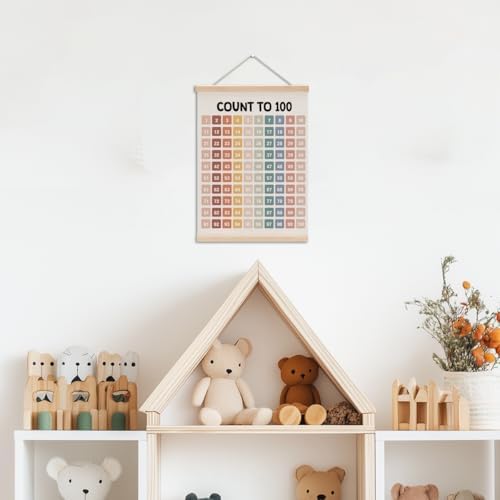 Number Chart 1-100 Poster Hanger, Boho Classroom Decor Wall Learning Poster - Image 3