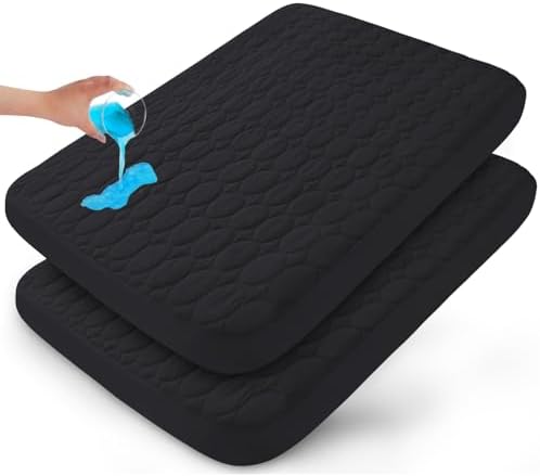 Pack and Play Sheets Fitted Quilted Waterproof Protector, 2 Pack Pad Covers by Bilobanbabybedding