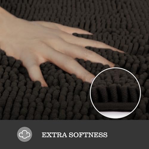 Yeaban Chocolate Brown Bathroom Rug 20"x32", Non-Slip Rubber Backing - Image 2