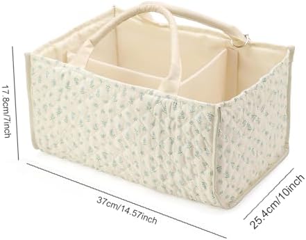 Quilted Fabric Storage Basket Floral Baby Diaper Caddy Quilted Basket - Image 6