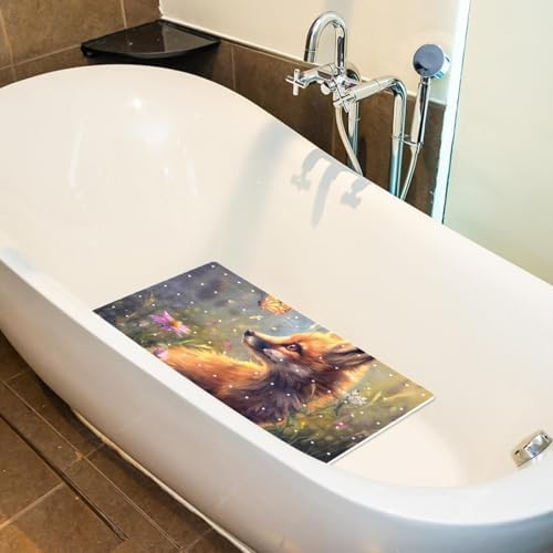 Bathtub Mat Non Slip 26.8x15.1 Inch, Fox Butterfly Shower Mat - Image 5