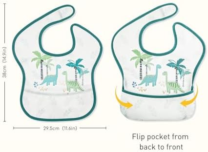 3 Pack Waterproof Baby Bibs for Eating, Mess Proof Feeding Bib - Image 5