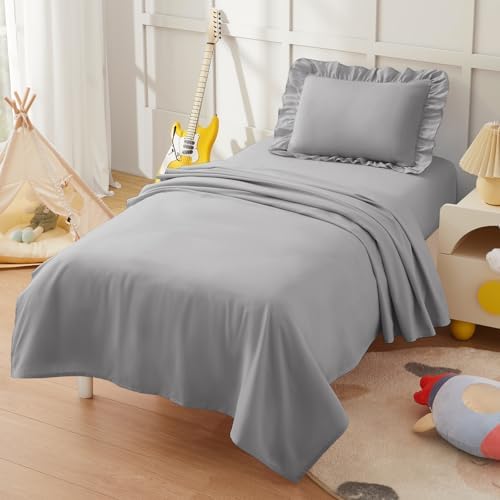 KKJIAF 3 Piece Grey Toddler Sheet Set by KKJIAF