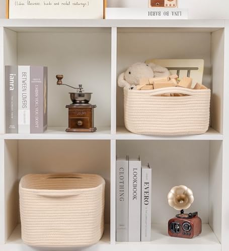 CubesLand Cube Storage Organizer Basket Bin, Cotton Rope Shelves Basket - Image 4