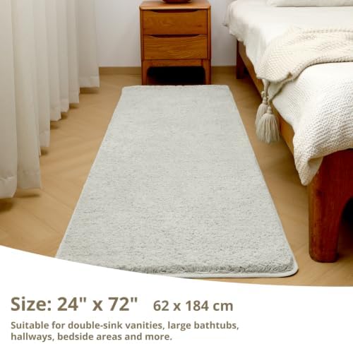 Polyester Bathroom Runner Rug 24"x72" Light Gray, Soft Bath Mat - Image 2
