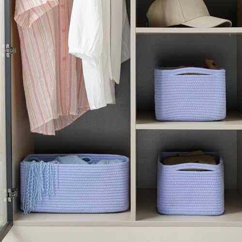 3 Pack Storage Baskets for Organizing, 13.7×9.5×6.3", Sky Blue - Image 2