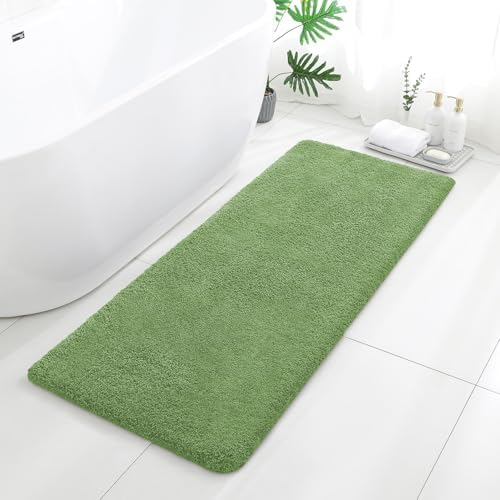 Polyester Bathroom Runner Rug 24"x60" Hunter Green, Soft Bath Mat by Kildoss