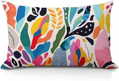 Abstract Boho Colorful Leaf 12x20 Pillow Cover, Mid Century Modern Vibrant by Unknown