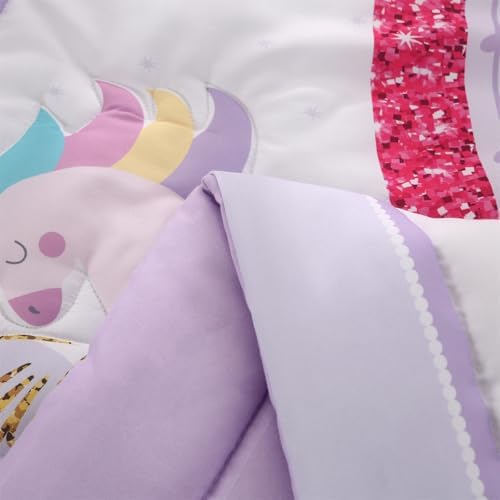 Unicorn Crib Bedding Set 3 Pieces Baby Girl Crib Bed Set Crib Comforter Set - Image 4