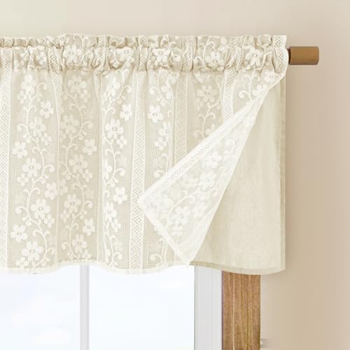 ASPMIZ Linen Valances for Windows Double Layers Valance Curtains Farmhouse - Image 2