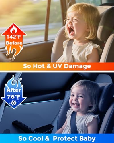 DMJN Car Window Shades for Baby, 100% UV & Sun Block Car Side Windows Covers - Image 2
