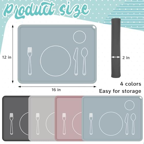 Zhehao 4 Pcs 4 Pcs Montessori Toddler Silicone Placemats, Soft Colors - Image 2