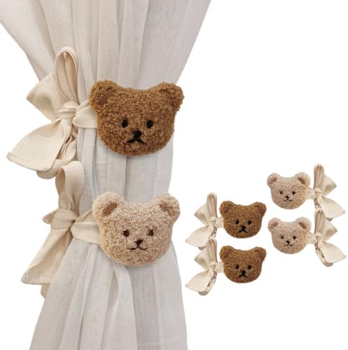 Whaline 4Pcs Bear Curtain Ties Cute Cartoon Bear Curtain Tieback Decorative by Whaline