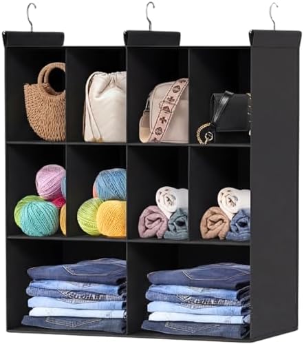 3 Tier Hanging Closet Organizer, 10 Compartments Dual Row Storage by Ofiray-home
