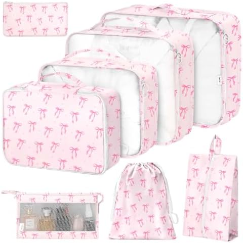 Watercolor Bow 8Pcs Packing Cubes Travel Organizer Set by Hatisan