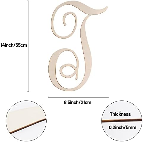 Cursive Wooden Letters T for Wall Decor Large Wood Monogram Letters 14 Inch - Image 2