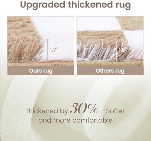 Super Soft Rug for Bedroom, 5x7 Ft Beige and White Area Rug Classic Checkered - Image 4