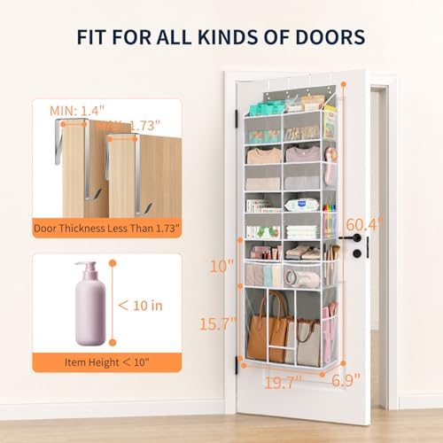 Yecaye Over the Door Organizer 5-Shelf, Behind the Door Storage 80lbs Capacity - Image 2