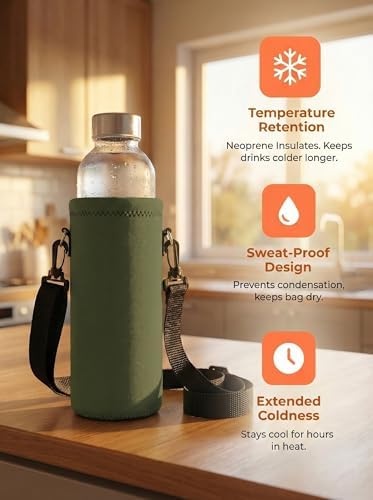 AUPET Water Bottle Bag Carrier, 24oz/32oz Insulated Neoprene bottle Sling - Image 5