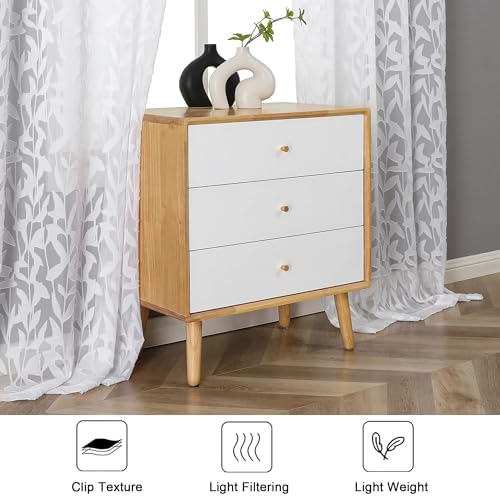 Lecloud Leia White Sheer Curtains 84 Inches Long 2 Panels, Semi Sheer Jacquard - Image 7