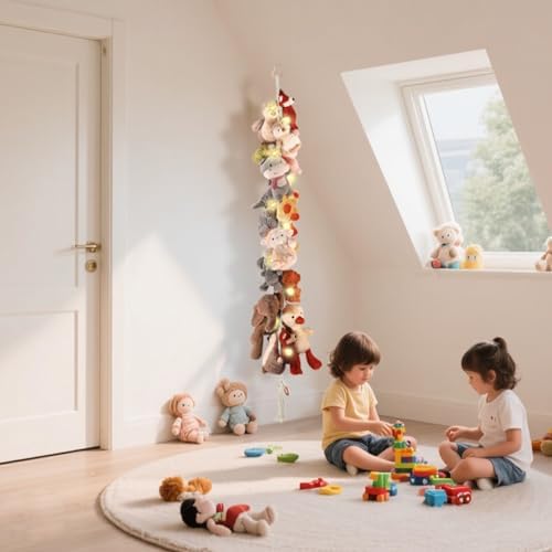 CERETIA 80" Stuffed Animal Organizer Chain, Corner Storage, LED Light - Image 3
