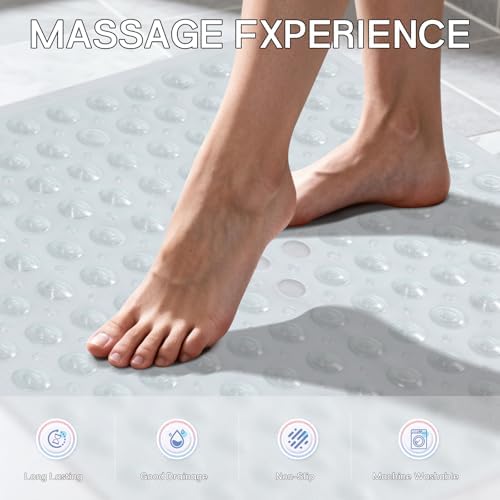 Anti-Slip Bathtub Shower Mat 21×21 Inch Clear White - Image 5