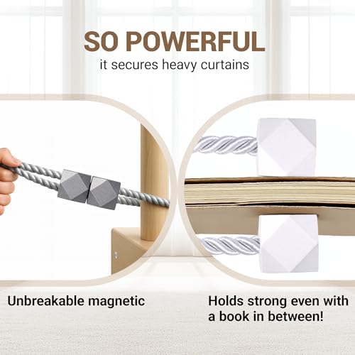 Hion Magnetic Curtain Tiebacks Grey 2pcs, Curtain Tiebacks Buckles Holdbacks - Image 5