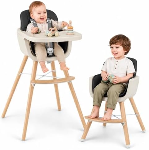 HONEY JOY Baby High Chair, 6-in-1 Eat & Grow Wooden Highchair/Toddler Chair by HONEYJOY