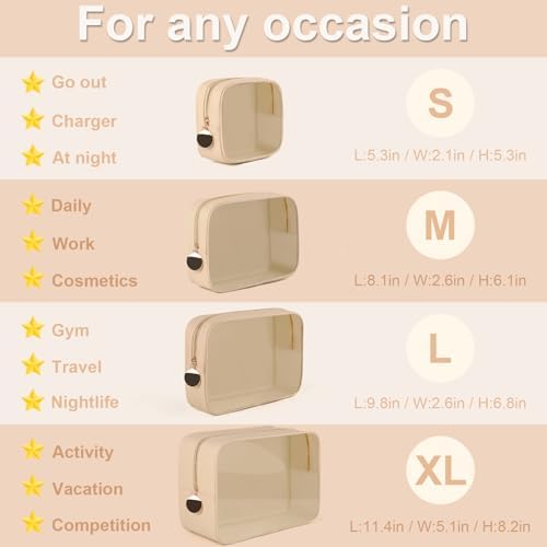 YOPCDJ 4PCS Clear Makeup Bag Set, Waterproof TPU Purse Organizer Pouches - Image 3